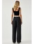Çizgili Kontrast Duble Bel Wide Leg Pantolon 4