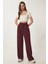 Beli Cırtlı Rahat Palazzo Pantolon LRV0003 BORDO 2