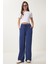 Soluk Efektli Geniş Paça Denim Palazzo Pantolon 1