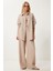 Oversize Müslin Gömlek Pantolon Takım LSA0014 BEJ 2