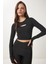 Parmak Detaylı Pencereli Örme Spor Sweatshirt 1