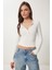 Çıtçıtlı Basic Örme Crop Bluz Kemik LFW0002 3