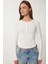 Çıtçıtlı Basic Örme Crop Bluz Kemik LFW0002 4