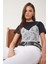 Dantelli Crop Örme Bluz Siyah Beyaz LBV0059 1