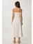 Straplez Midi Popin Elbise Kemik LFK0009 5