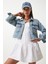 Püskül Detaylı Crop Denim Ceket 2