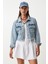 Püskül Detaylı Crop Denim Ceket 3