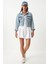 Püskül Detaylı Crop Denim Ceket 4