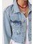 Püskül Detaylı Crop Denim Ceket 5