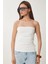 Büzgülü Straplez Örme Bluz Kemik LNS0037 5