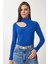 2'li Paket Cut Out Detaylı Fitilli Örme Bluz Koyu Mavi Beyaz LGT0034 2