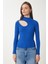2'li Paket Cut Out Detaylı Fitilli Örme Bluz Koyu Mavi Beyaz LGT0034 3