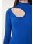 2'li Paket Cut Out Detaylı Fitilli Örme Bluz Koyu Mavi Beyaz LGT0034 4