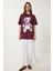 Ayıcık Baskılı Pamuklu Oversize Örme T-Shirt 2