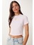 Basic Crop Esnek Örme T-Shirt 3