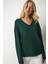 V Yaka Triko Bluz LUB0047 ZÜMRÜT YEŞİLİ 3