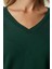 V Yaka Triko Bluz LUB0047 ZÜMRÜT YEŞİLİ 4