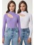 2'li Paket Cut Out Detaylı Fitilli Örme Bluz Lila Beyaz LGT0034 1