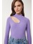 2'li Paket Cut Out Detaylı Fitilli Örme Bluz Lila Beyaz LGT0034 2
