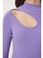 2'li Paket Cut Out Detaylı Fitilli Örme Bluz Lila Beyaz LGT0034 4