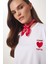Kalp Nakışlı Pamuklu Örme T-Shirt 2