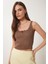 Gold Aksesuarlı Crop Fitilli Triko Bluz 2
