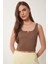 Gold Aksesuarlı Crop Fitilli Triko Bluz 3