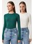 2' Li Paket Bisiklet Yaka Parmak Geçmeli Basic Örme Bluz Ekru Zümrüt Yeşili LCR0011 1