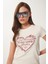 Kalp Baskılı Taşlı Örme T-Shirt 3