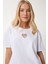Işıltılı Kalp Aksesuarlı Pamuklu Örme T-Shirt 2