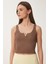 Gold Aksesuarlı Crop Fitilli Triko Bluz 6