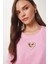 Işıltılı Kalp Aksesuarlı Pamuklu Örme T-Shirt 3