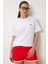 Kalp Nakışlı Pamuklu Örme T-Shirt 1