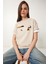Nakışlı Pamuklu Oversize Örme T-Shirt 1