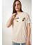 Nakışlı Pamuklu Oversize Örme T-Shirt 3