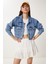 Püskül Detaylı Denim Crop Ceket 1