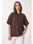 Basic Oversize Örme T-Shirt Kahverengi LHW0003 1