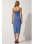 Straplez Sandy Örme Elbise LBF0012 MAVİ 3