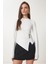 Düğmeli Büzgülü Asimetrik Kesim Örme Bluz LFW0001 KEMİK 2