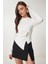 Düğmeli Büzgülü Asimetrik Kesim Örme Bluz LFW0001 KEMİK 3