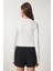 Düğmeli Büzgülü Asimetrik Kesim Örme Bluz LFW0001 KEMİK 5