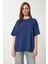 Basic Oversize Örme T-Shirt Lacivert LHW0003 1