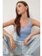 Gold Aksesuarlı Crop Fitilli Triko Bluz 1