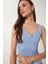Gold Aksesuarlı Crop Fitilli Triko Bluz 2