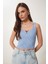 Gold Aksesuarlı Crop Fitilli Triko Bluz 3