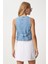 V Yaka Crop Denim Yelek 5