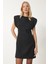 Vatkalı Mini Tüvit Dokuma Elbise LWF0023 SİYAH 1