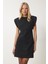 Vatkalı Mini Tüvit Dokuma Elbise LWF0023 SİYAH 3