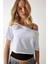 Kayık Yaka Basic Crop 2'li Paket Örme T-Shirt 3