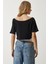 Kayık Yaka Basic Crop 2'li Paket Örme T-Shirt 8